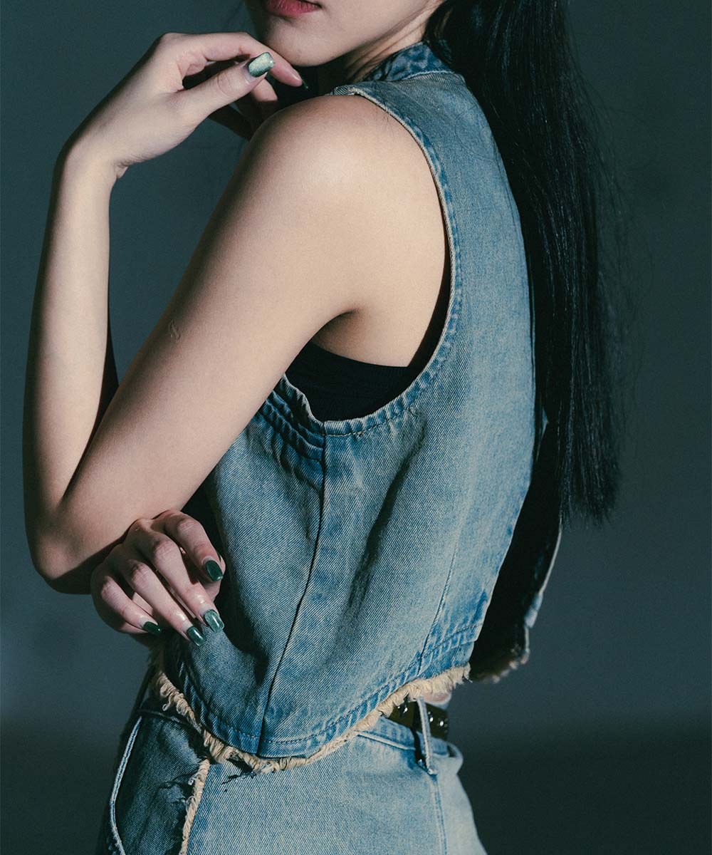 牛仔背心 Halter Denim Top