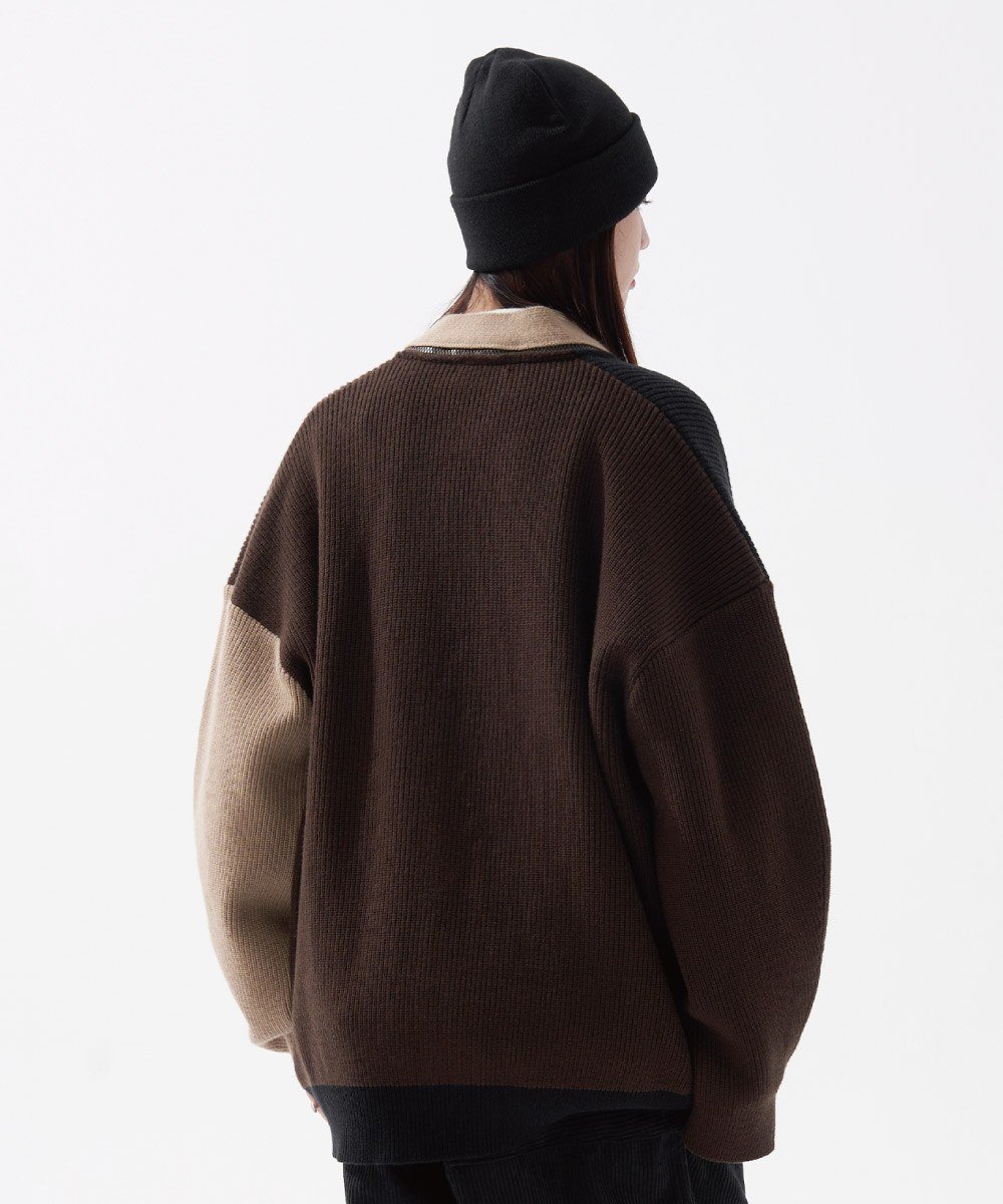 開襟針織外套 Block Knit Cardigan