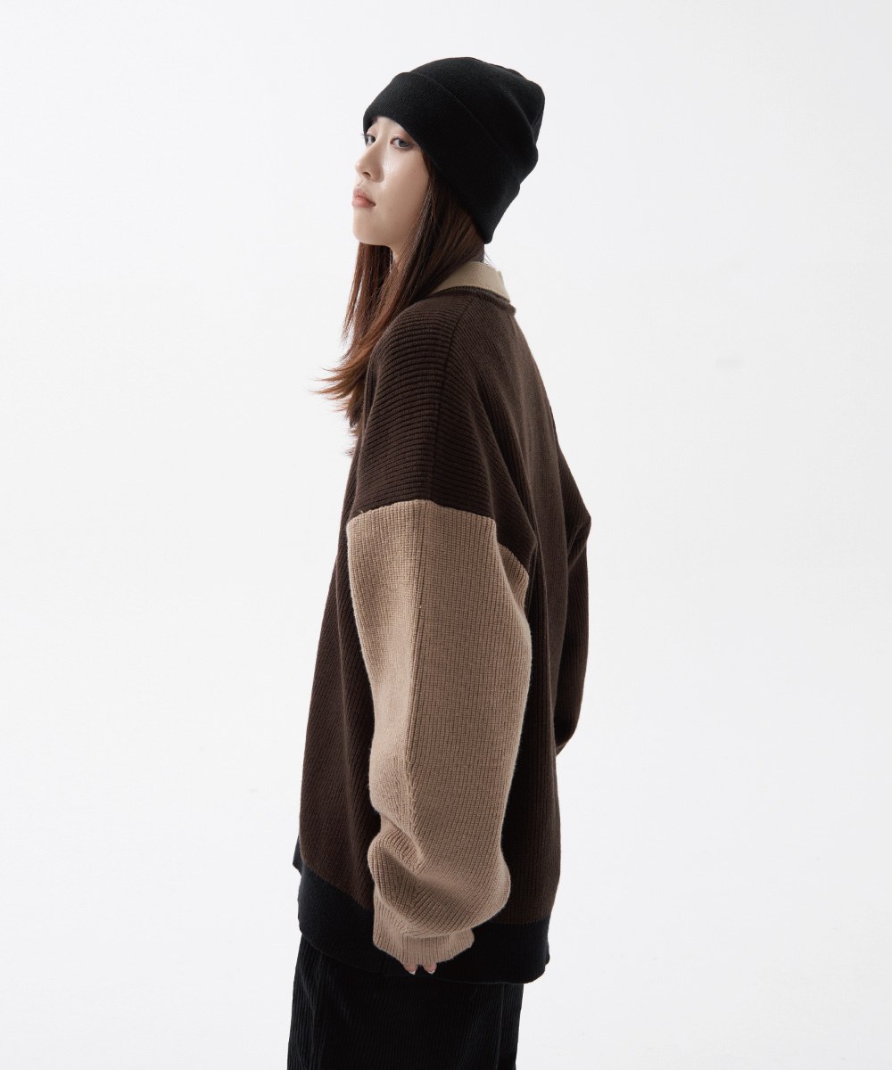 開襟針織外套 Block Knit Cardigan