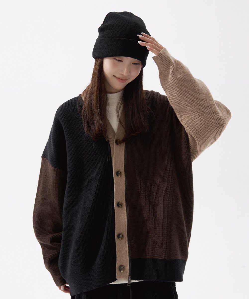 開襟針織外套 Block Knit Cardigan