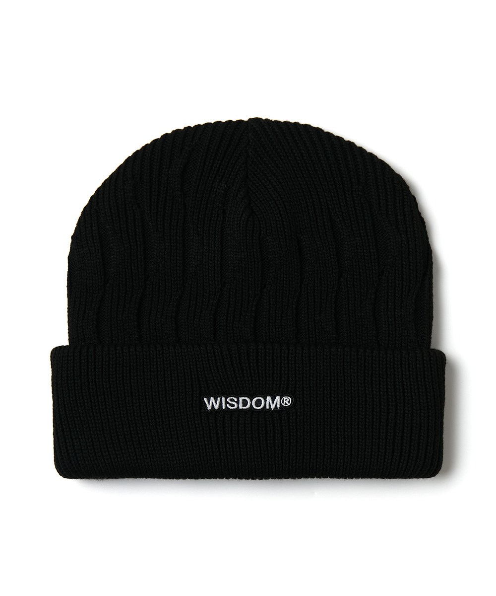 可翻折短毛帽 WISDOM LOGO BEANIE