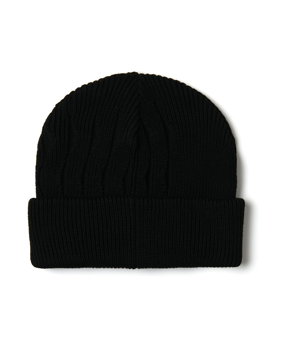 可翻折短毛帽 WISDOM LOGO BEANIE