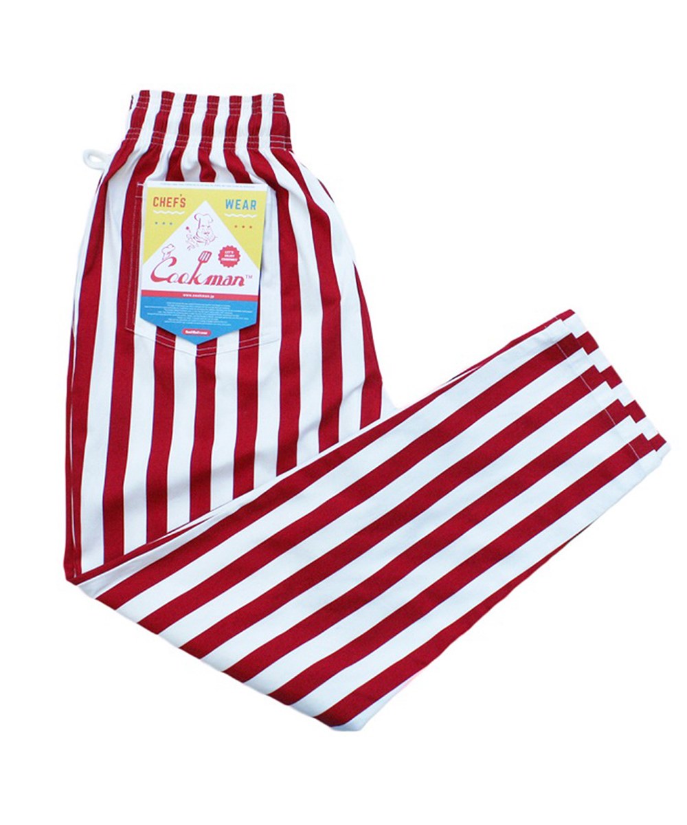  Chef Pants 寬鬆主廚褲 - Red Wide Stripe-L