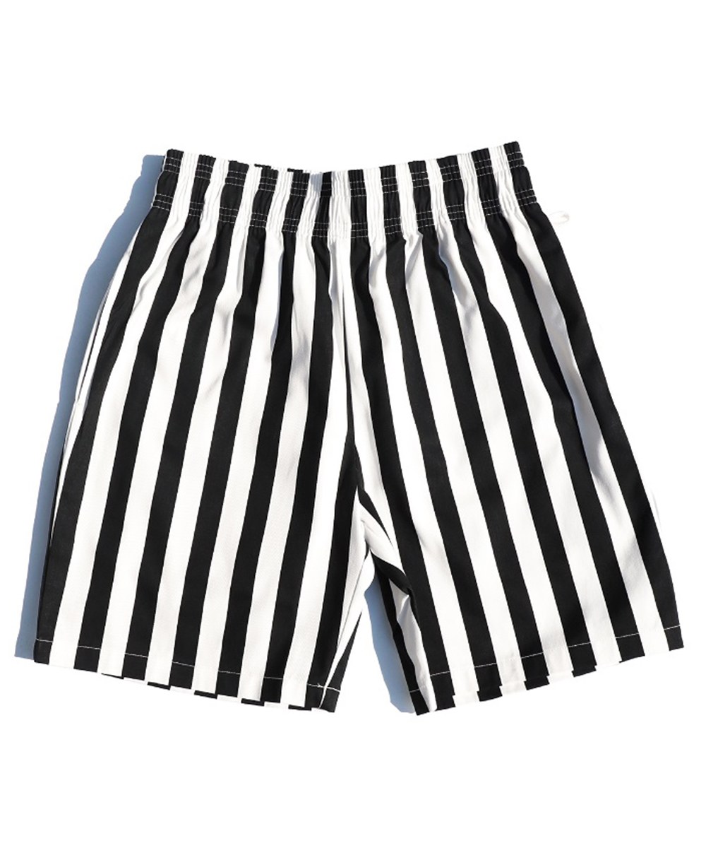  Chef Short Pants 寬鬆廚師短褲 - Black Wide Stripe-L