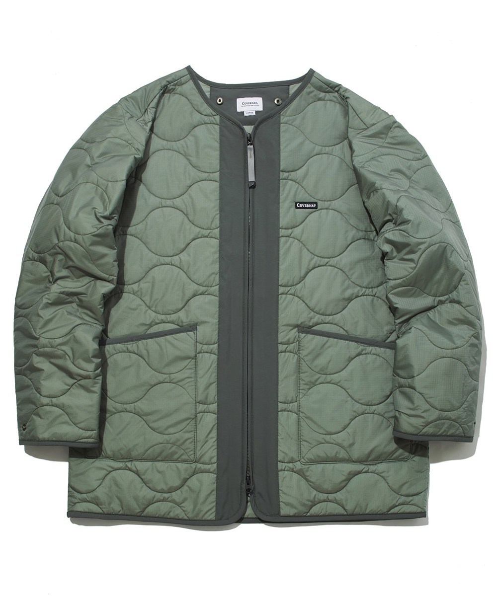  中長版輕量絎縫外套 mid-length light quilting jacket - GREY-L