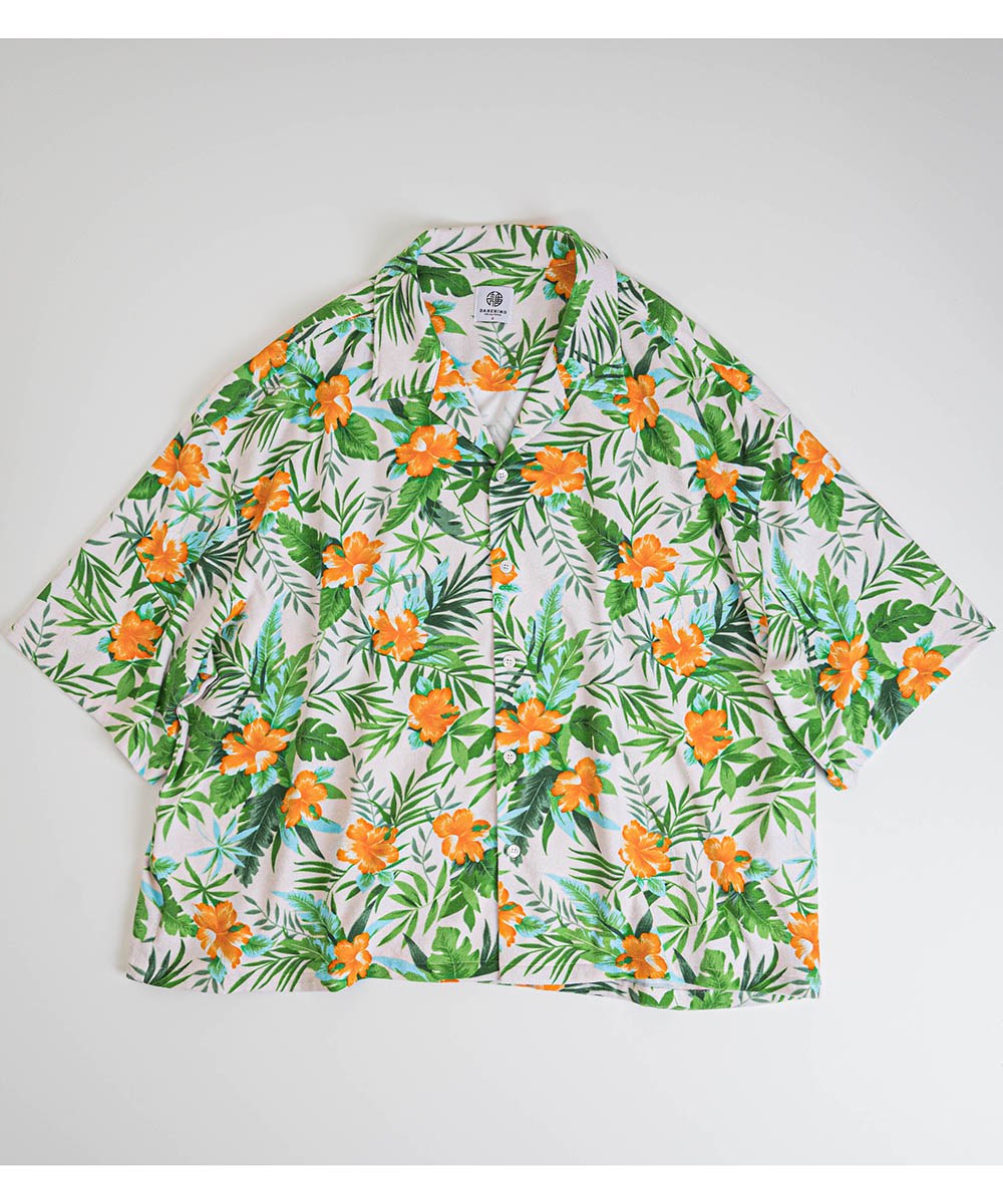  夏威夷花襯衫 hawaiian shirt - green-3