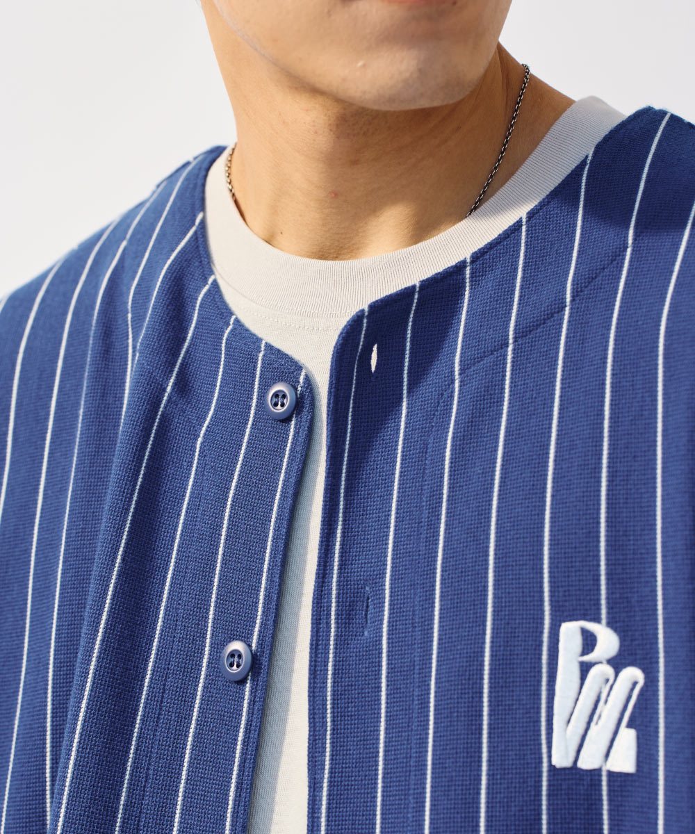 PM-LOGO條紋棒球衫