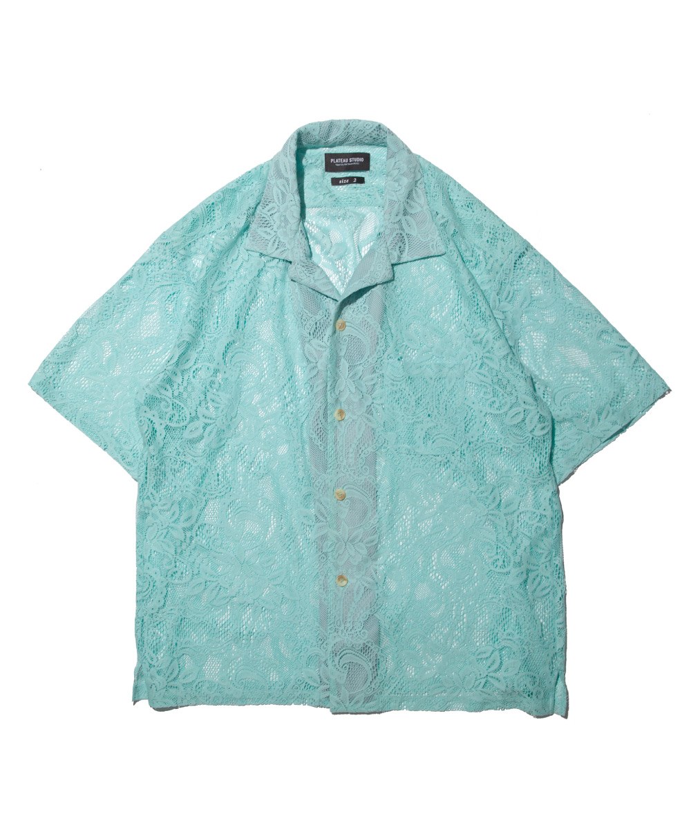 蕾絲短袖襯衫 floral lace shirt