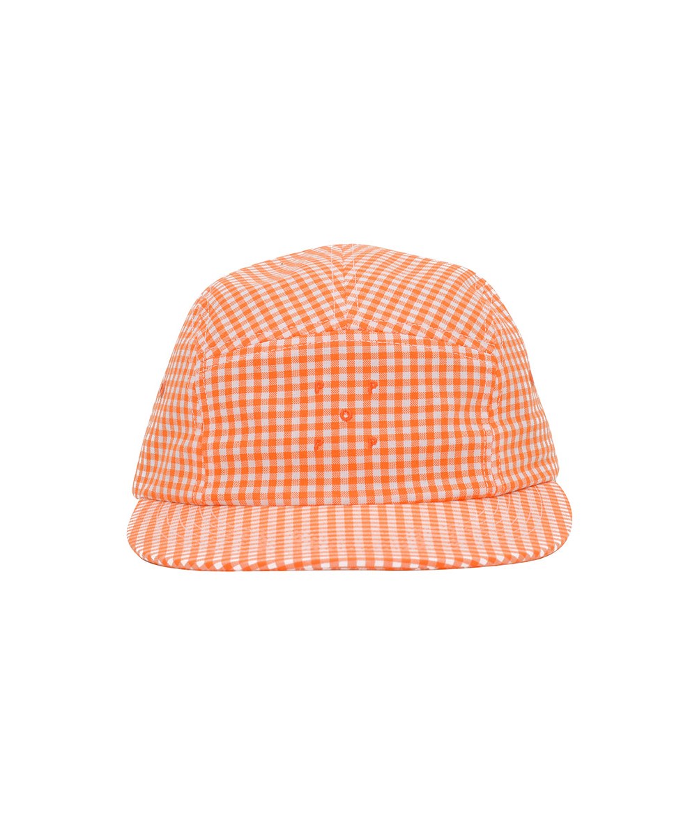  純棉五片帽 fivepanel hat - orange gingham-F