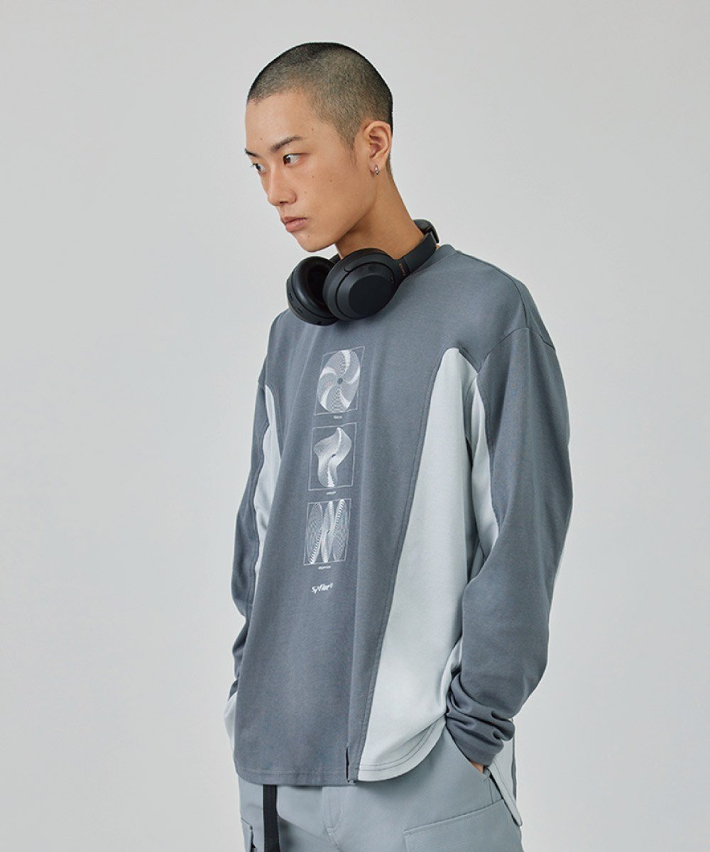 拼接長袖上衣 Paneled Long-Sleeve T