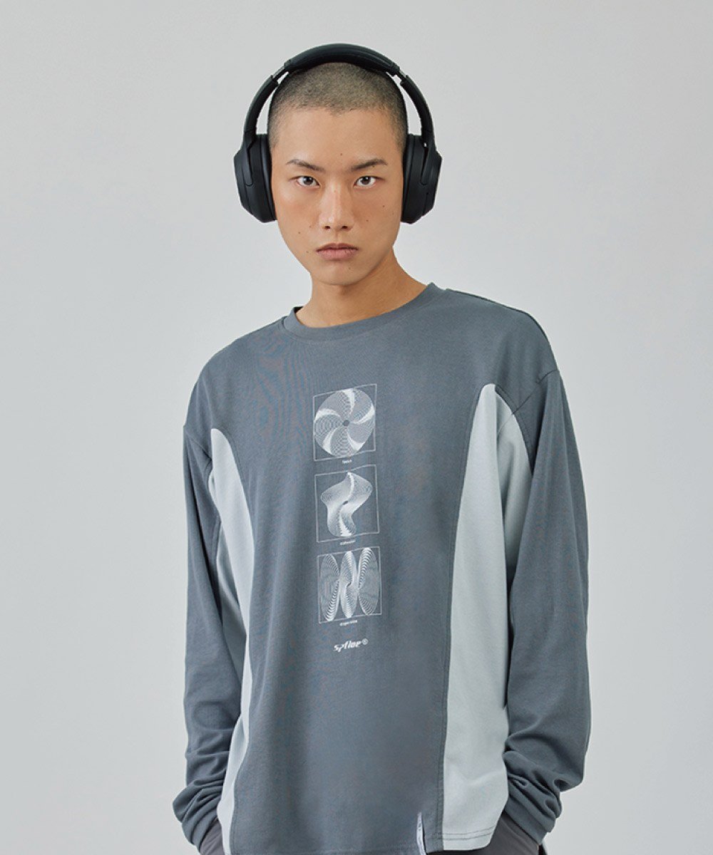 拼接長袖上衣 Paneled Long-Sleeve T