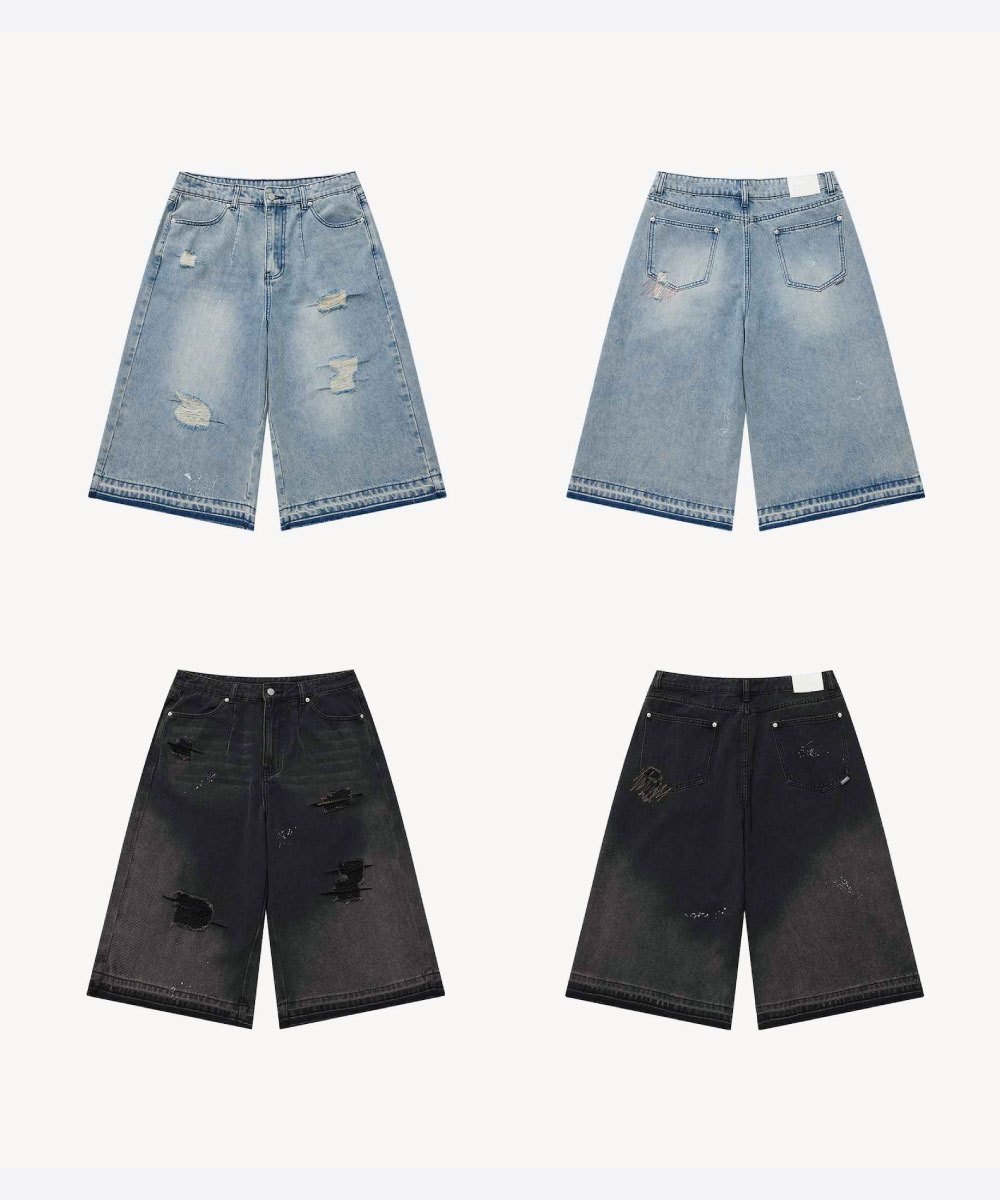 抓破仿舊七分褲 Destoryed Capri Pants