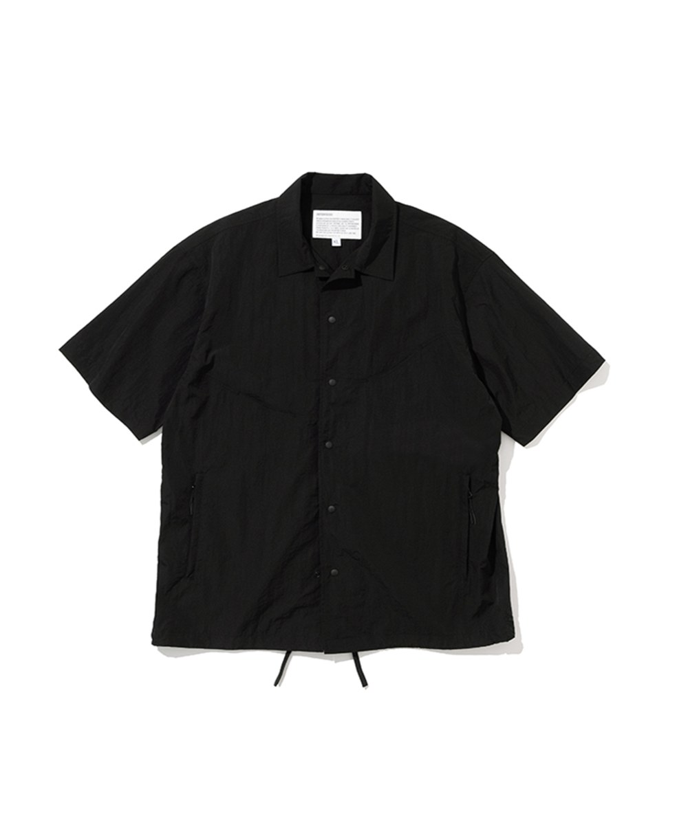  拉鍊口袋短袖襯衫 22ss comfort zip pocket short shirts - black-M