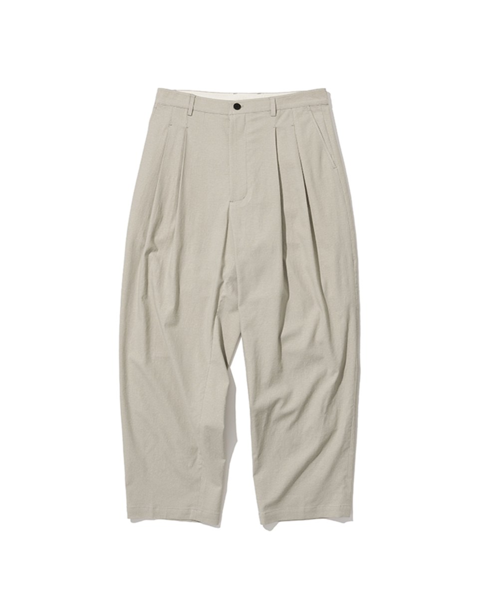  麻混雙打褶長褲 linen two tuck slacks - beige-XL