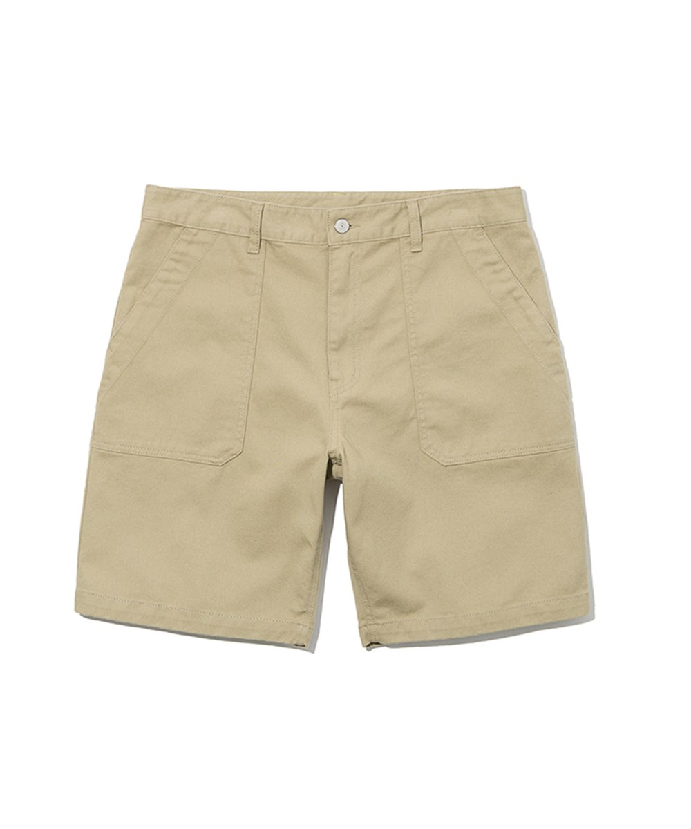  純棉短褲 22ss cotton fatigue shorts - beige-XL